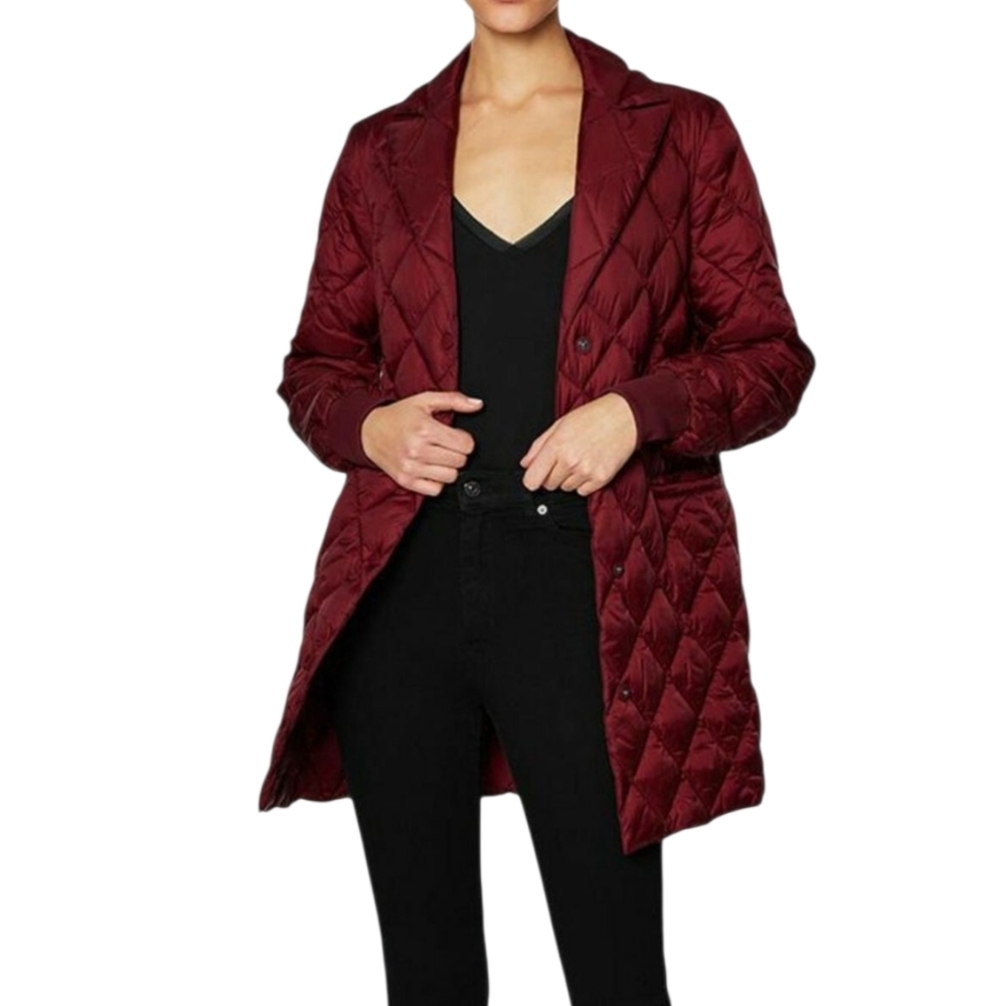 Dawn Levy Jess Diamond Quilted Water Resistant Packable Jacket S NWT Berry Red